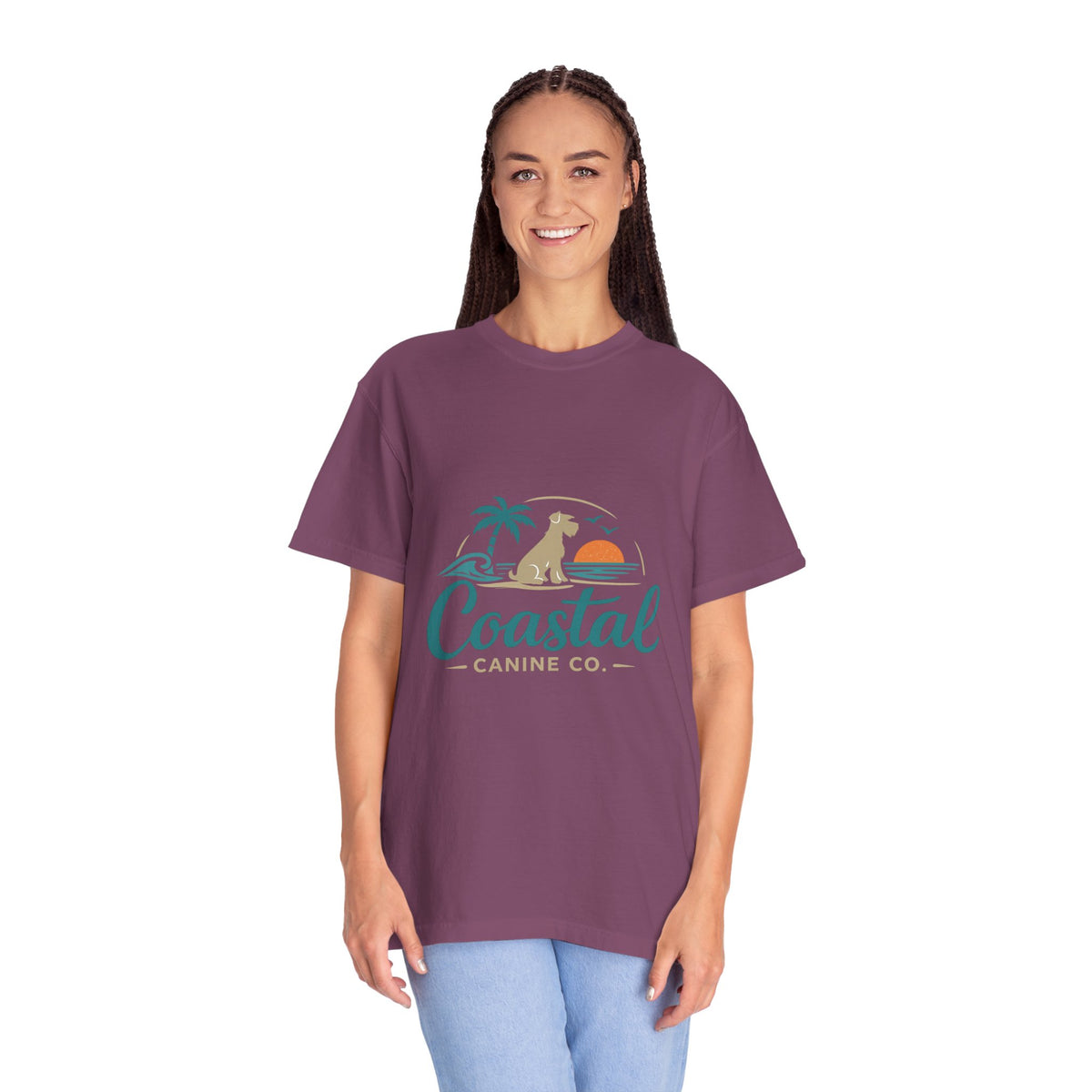 Coastal Canine T-Shirt — Beach Dog Sunset Tee