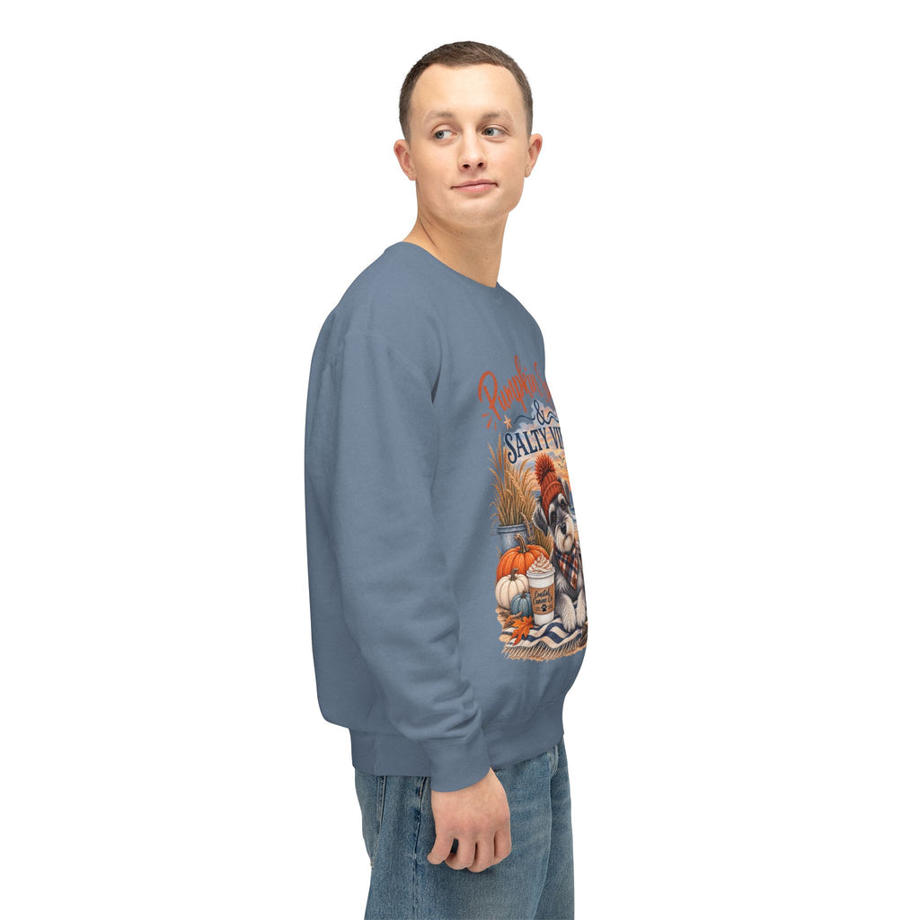 Pumpkin Spice & Salty Vibes Sweatshirt — Fall Beach Dog Crewneck