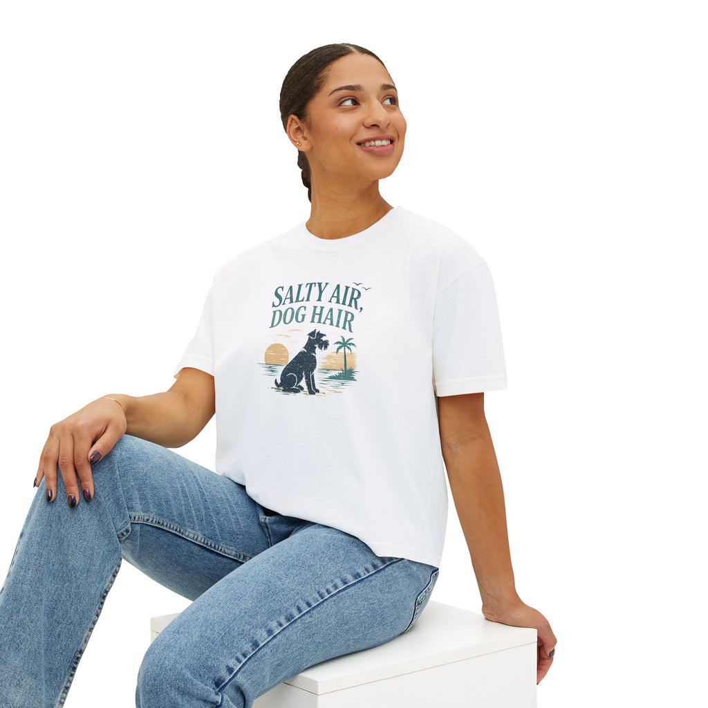 Salty Air, Dog Hair Boxy Tee — Women’s Beach Dog T-Shirt