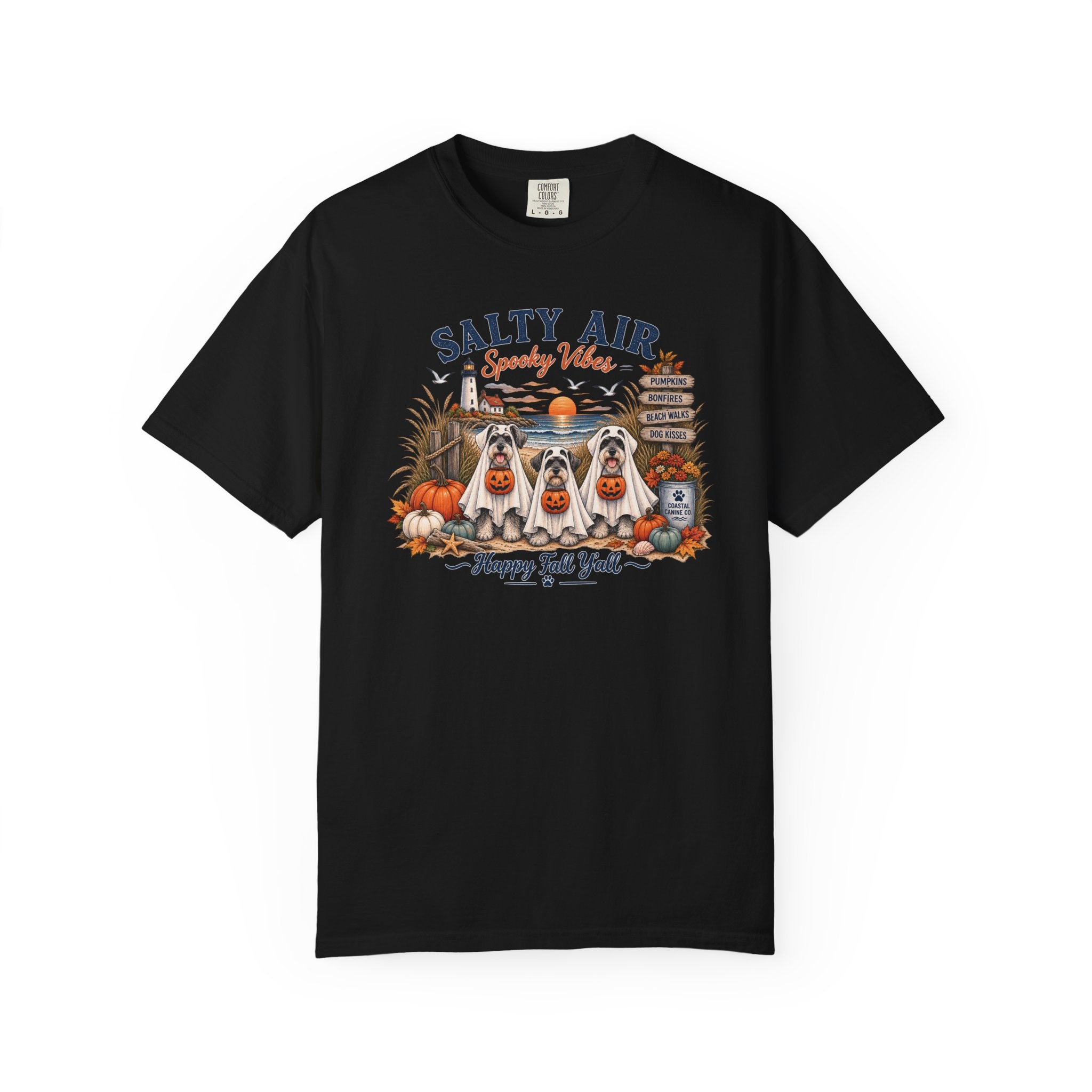Salty Air Spooky Vibes Tee — Happy Fall Y'all Autumn Beach Ghosts T-Shirt