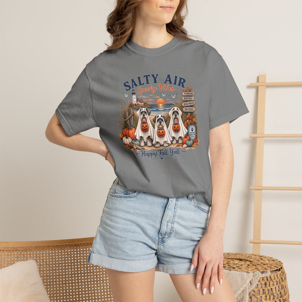 Salty Air Spooky Vibes Tee — Happy Fall Y'all Autumn Beach Ghosts T-Shirt