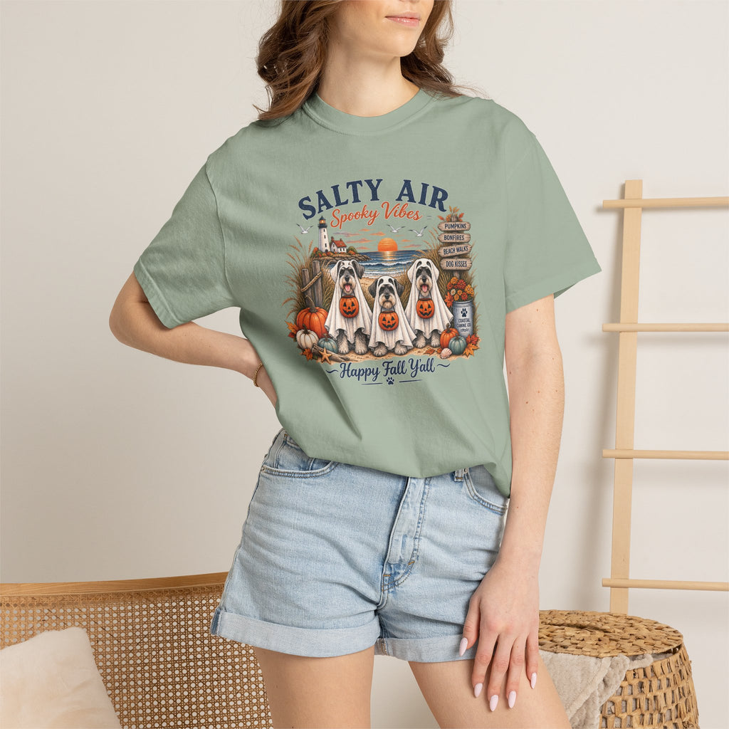 Salty Air Spooky Vibes Tee — Happy Fall Y'all Autumn Beach Ghosts T-Shirt