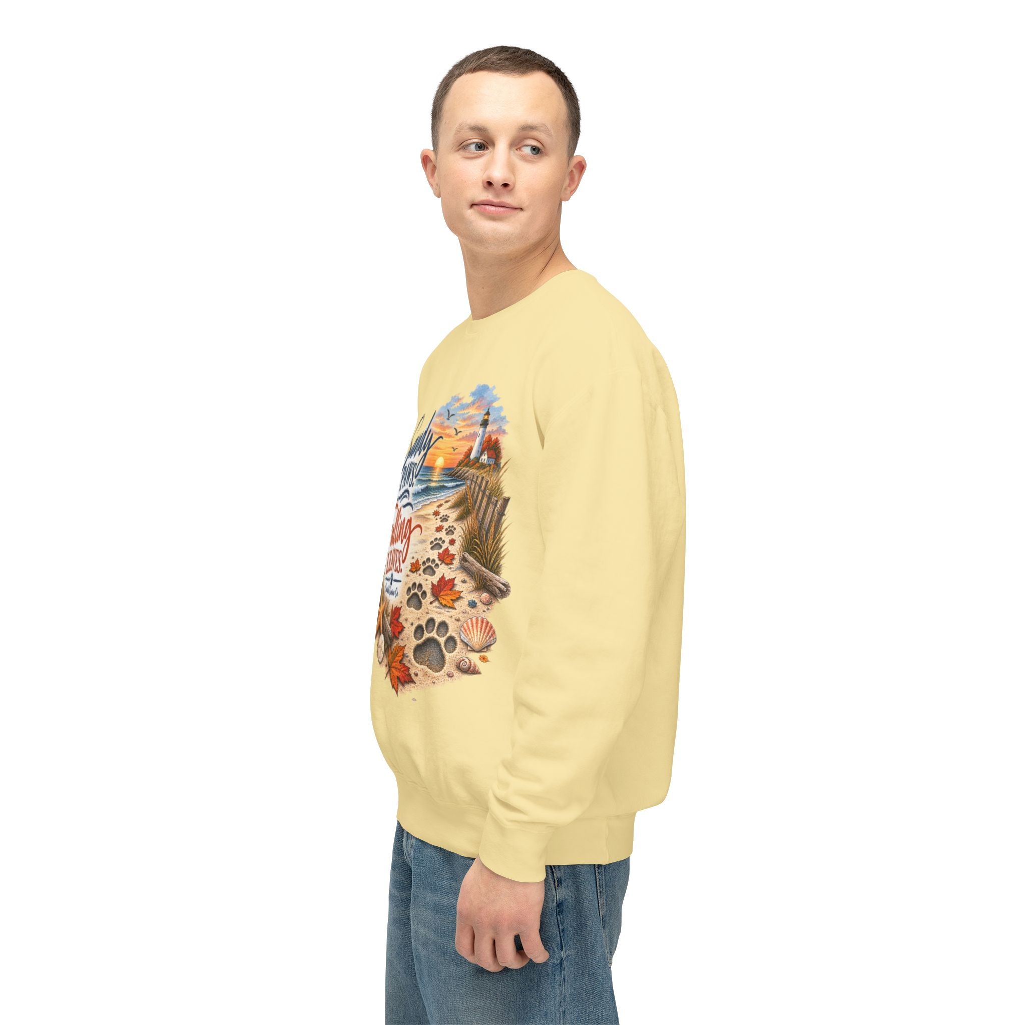 Sandy Paws Falling Leaves Sweatshirt – Beach Dog Autumn Crewneck