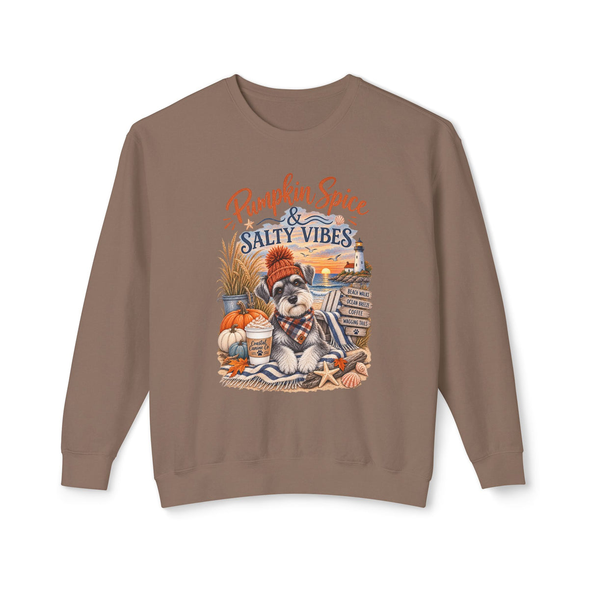 Pumpkin Spice & Salty Vibes Sweatshirt — Fall Beach Dog Crewneck