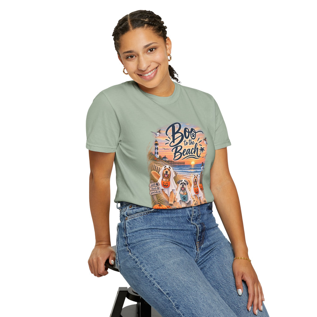 Boo to the Beach T-Shirt — Cute Halloween Dogs on Sunset Beach