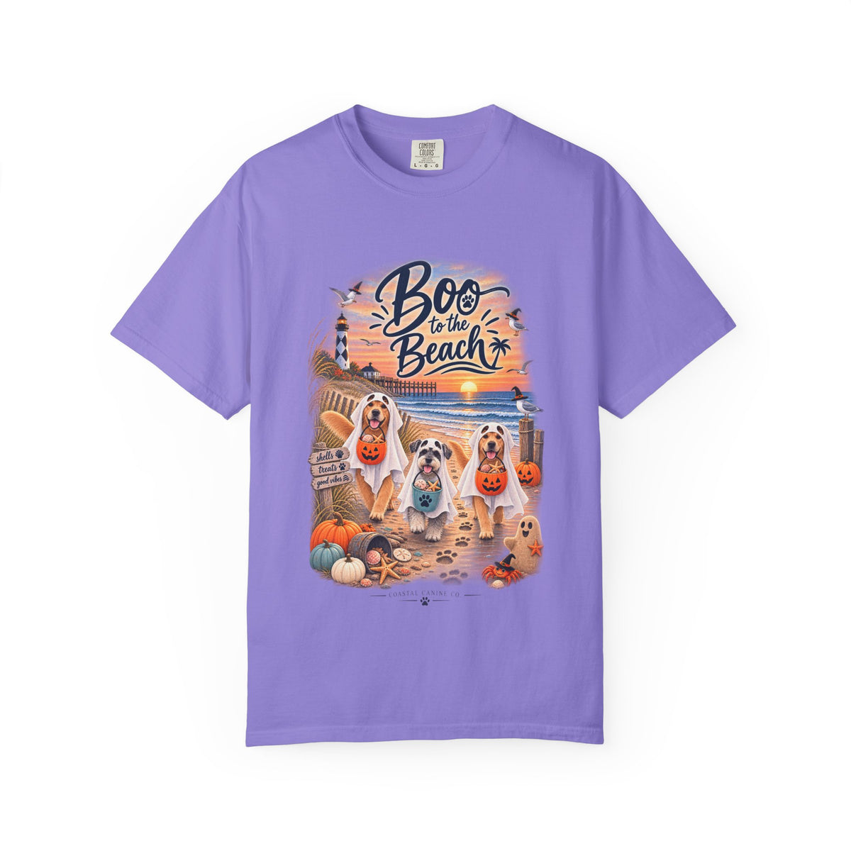 Boo to the Beach T-Shirt — Cute Halloween Dogs on Sunset Beach