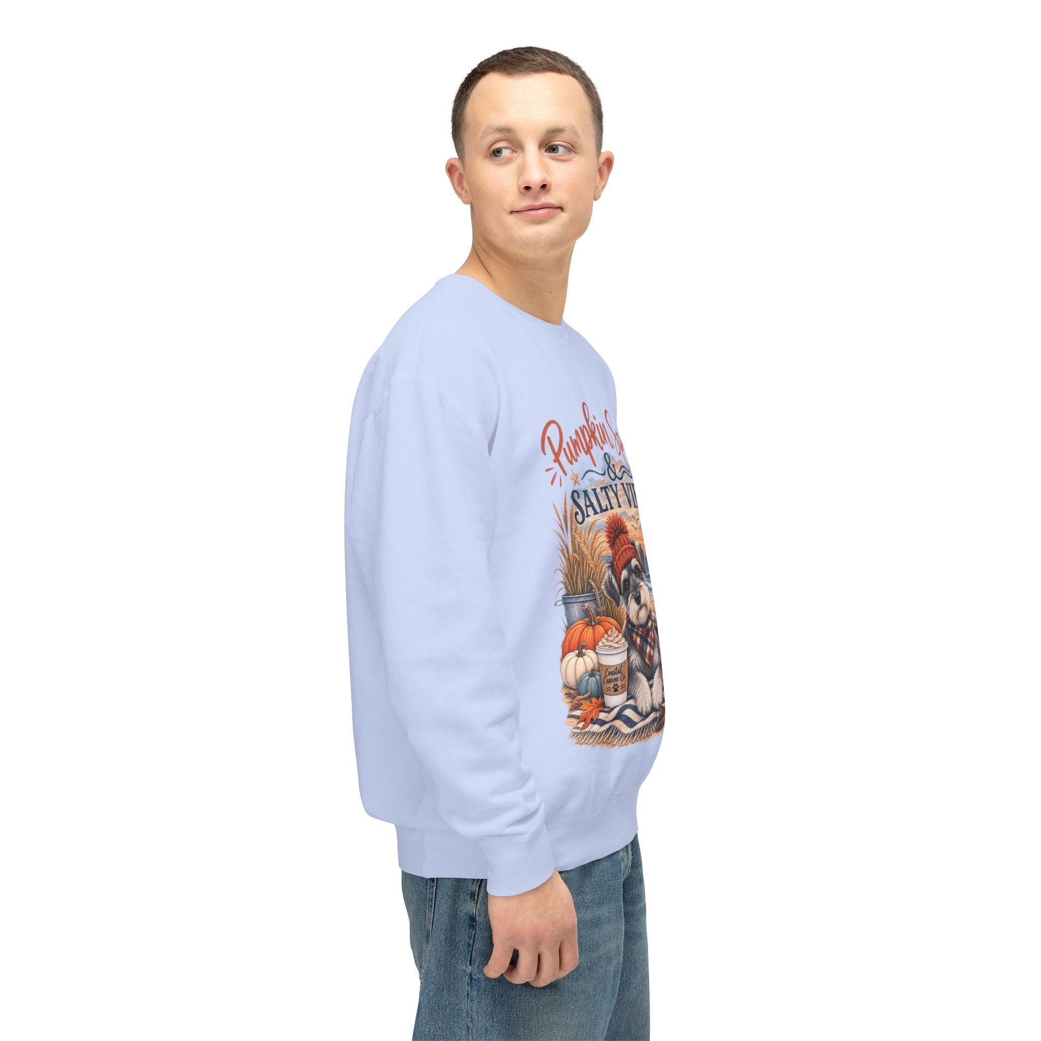 Pumpkin Spice & Salty Vibes Sweatshirt — Fall Beach Dog Crewneck