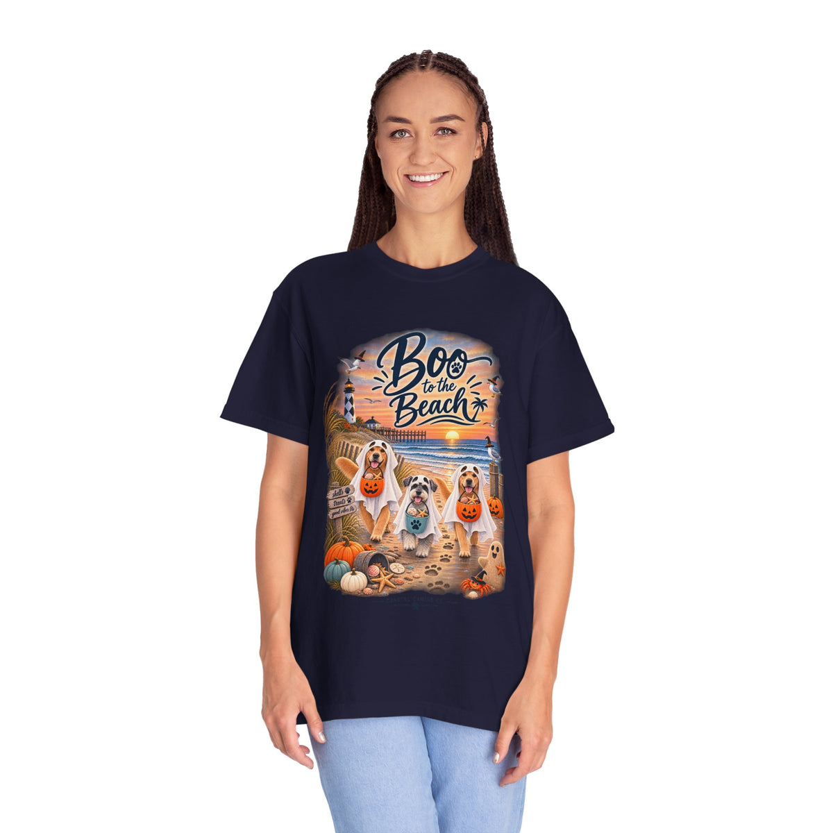 Boo to the Beach T-Shirt — Cute Halloween Dogs on Sunset Beach
