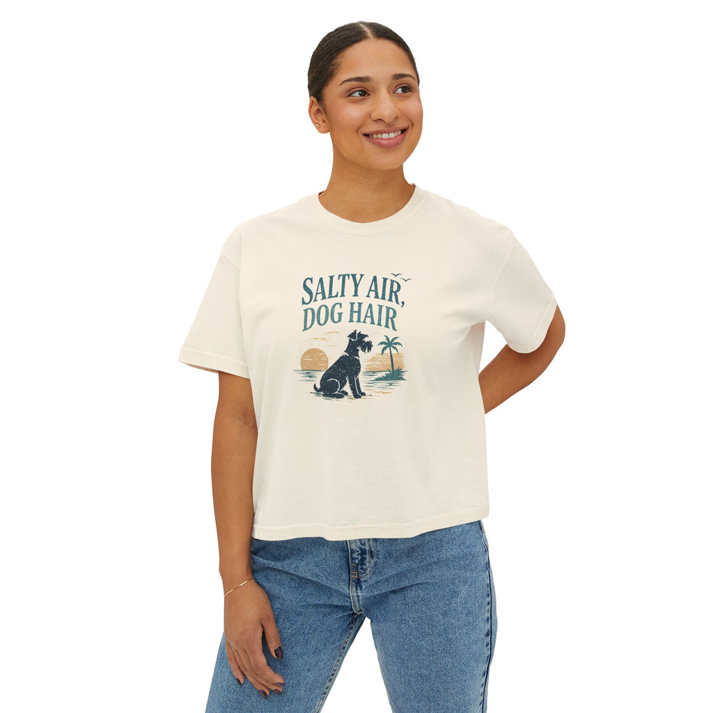 Salty Air, Dog Hair Boxy Tee — Women’s Beach Dog T-Shirt