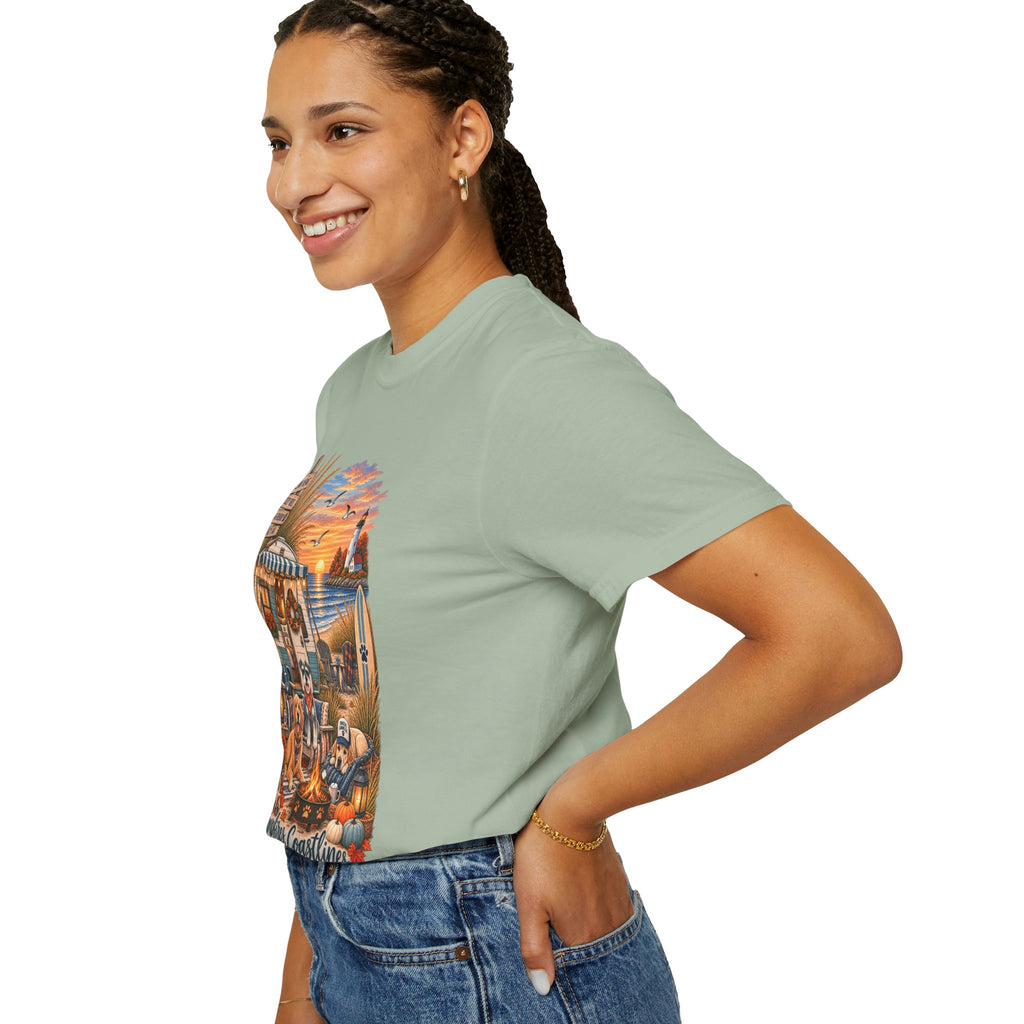 Campfires, Coastlines & Canines T-Shirt — Retro Camper Dog Camping Graphic Tee