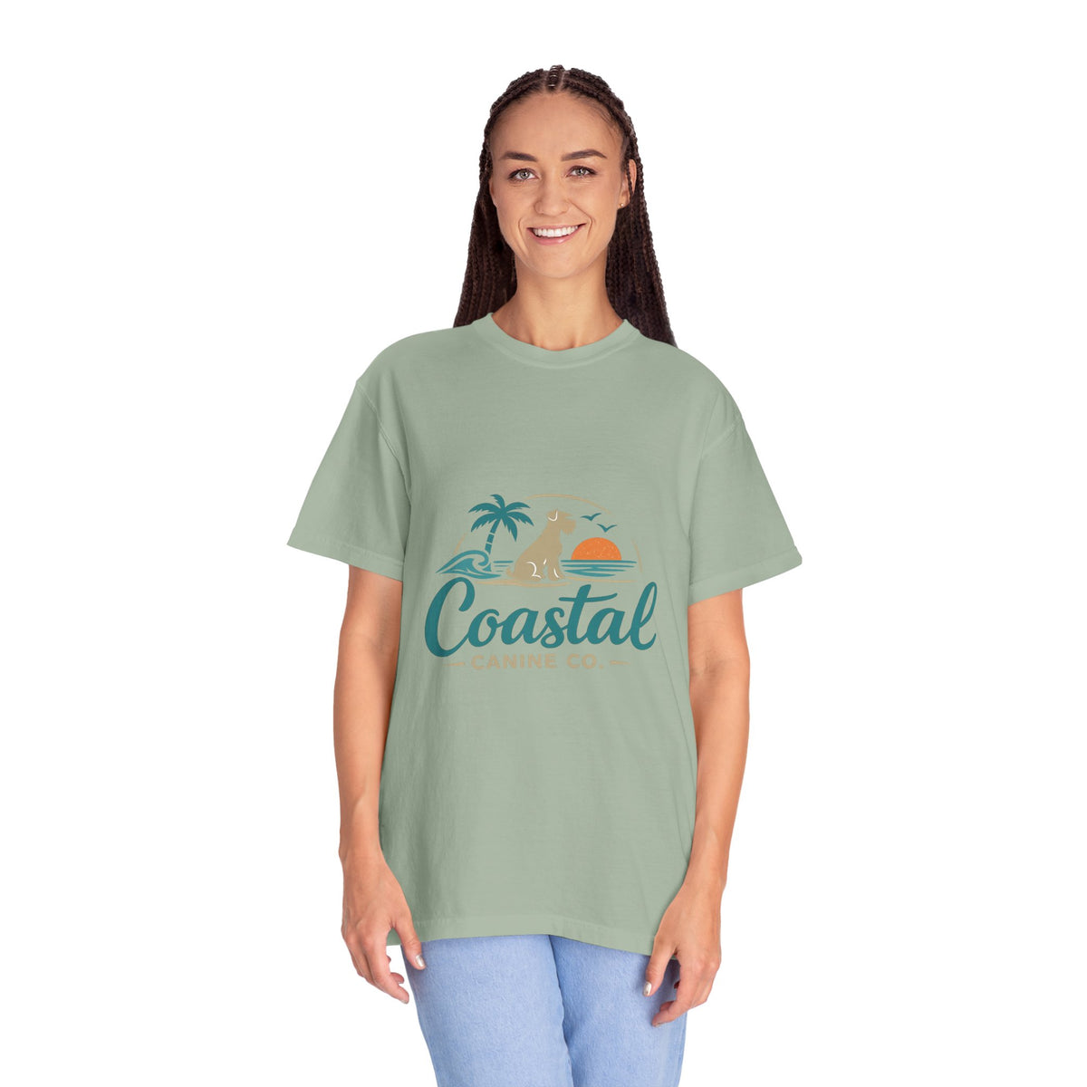 Coastal Canine T-Shirt — Beach Dog Sunset Tee