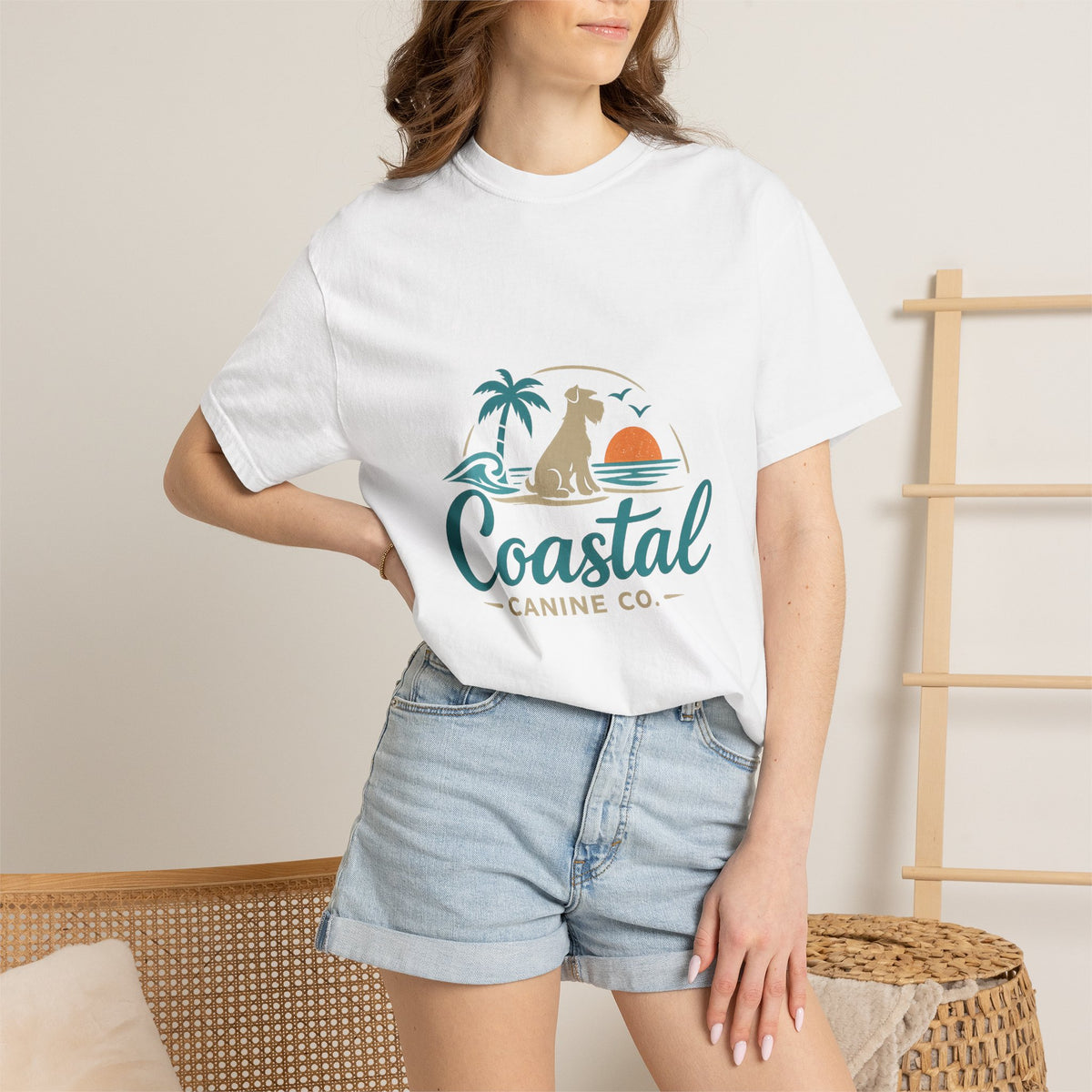 Coastal Canine T-Shirt — Beach Dog Sunset Tee