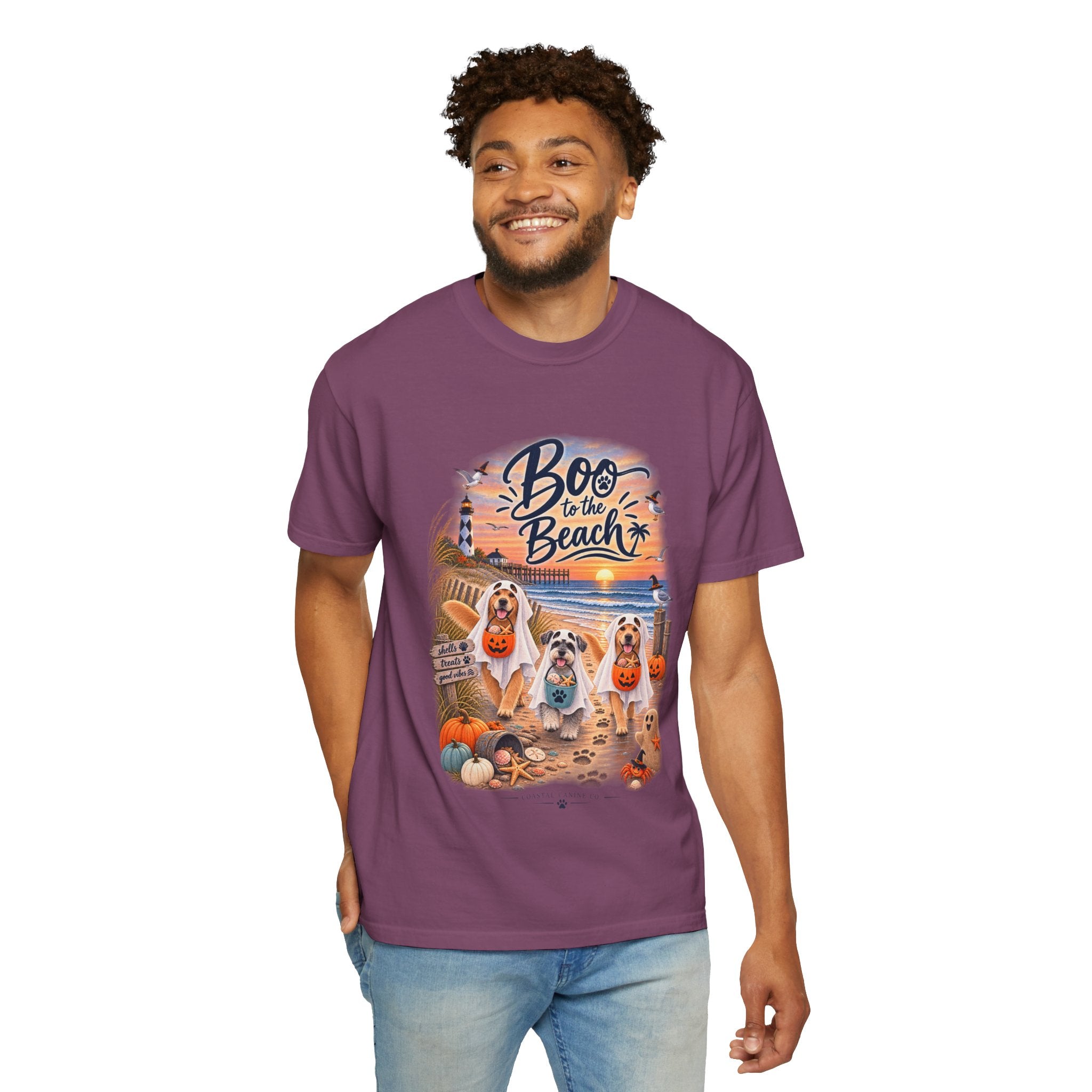 Boo to the Beach T-Shirt — Cute Halloween Dogs on Sunset Beach