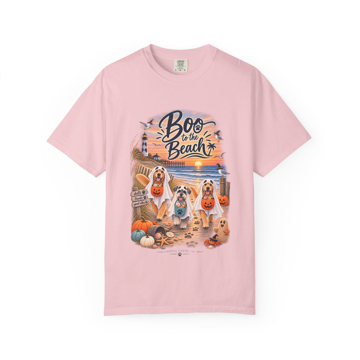 Boo to the Beach T-Shirt — Cute Halloween Dogs on Sunset Beach