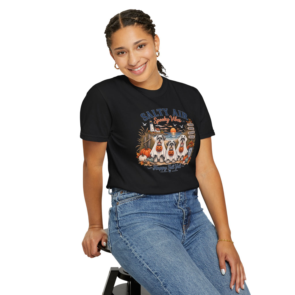 Salty Air Spooky Vibes Tee — Happy Fall Y'all Autumn Beach Ghosts T-Shirt