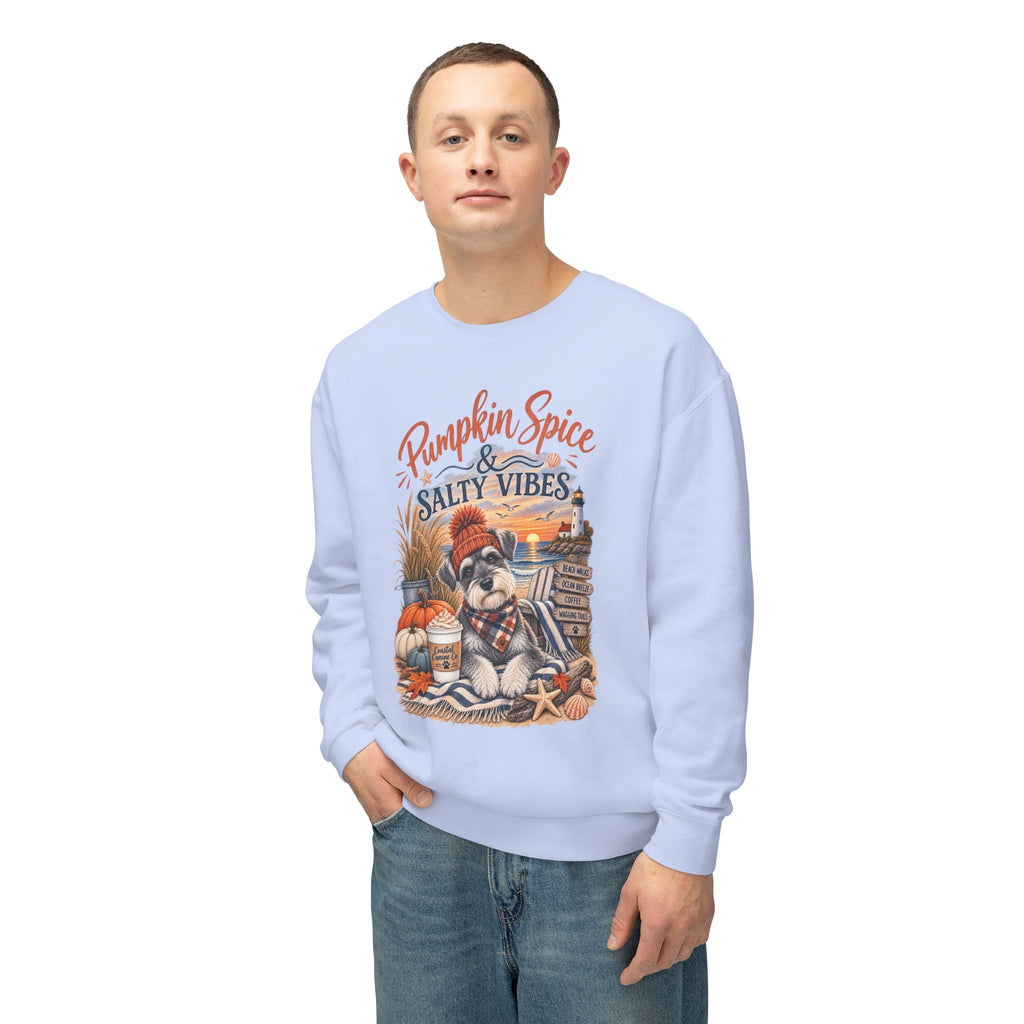 Pumpkin Spice & Salty Vibes Sweatshirt — Fall Beach Dog Crewneck