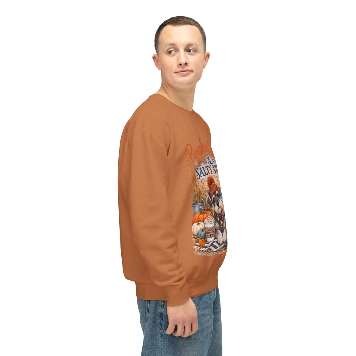 Pumpkin Spice & Salty Vibes Sweatshirt — Fall Beach Dog Crewneck