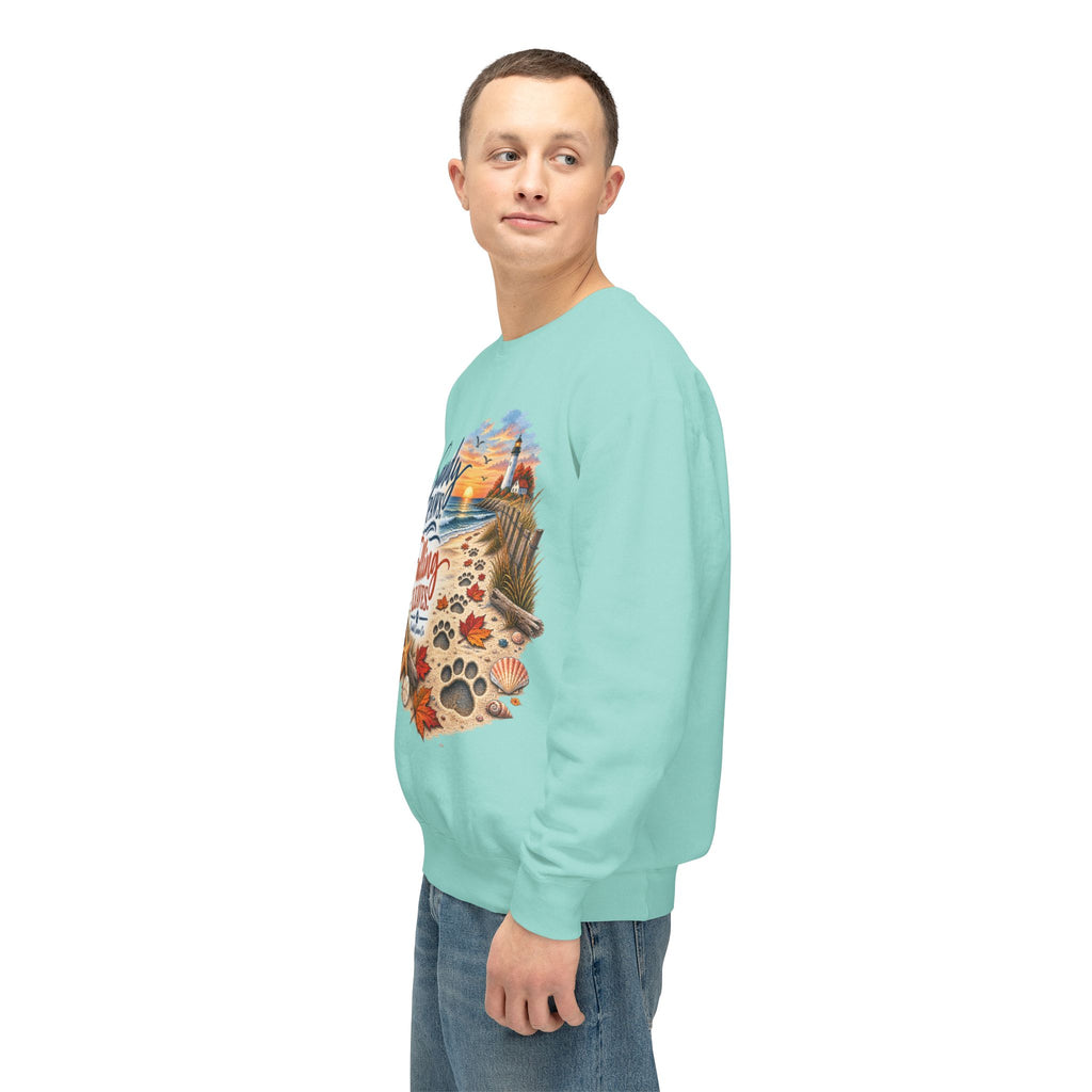 Sandy Paws Falling Leaves Sweatshirt – Beach Dog Autumn Crewneck