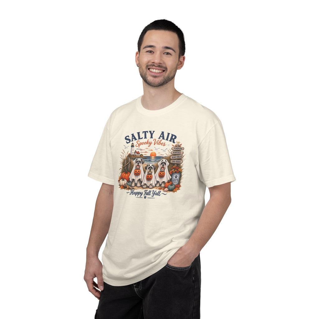 Salty Air Spooky Vibes Tee — Happy Fall Y'all Autumn Beach Ghosts T-Shirt