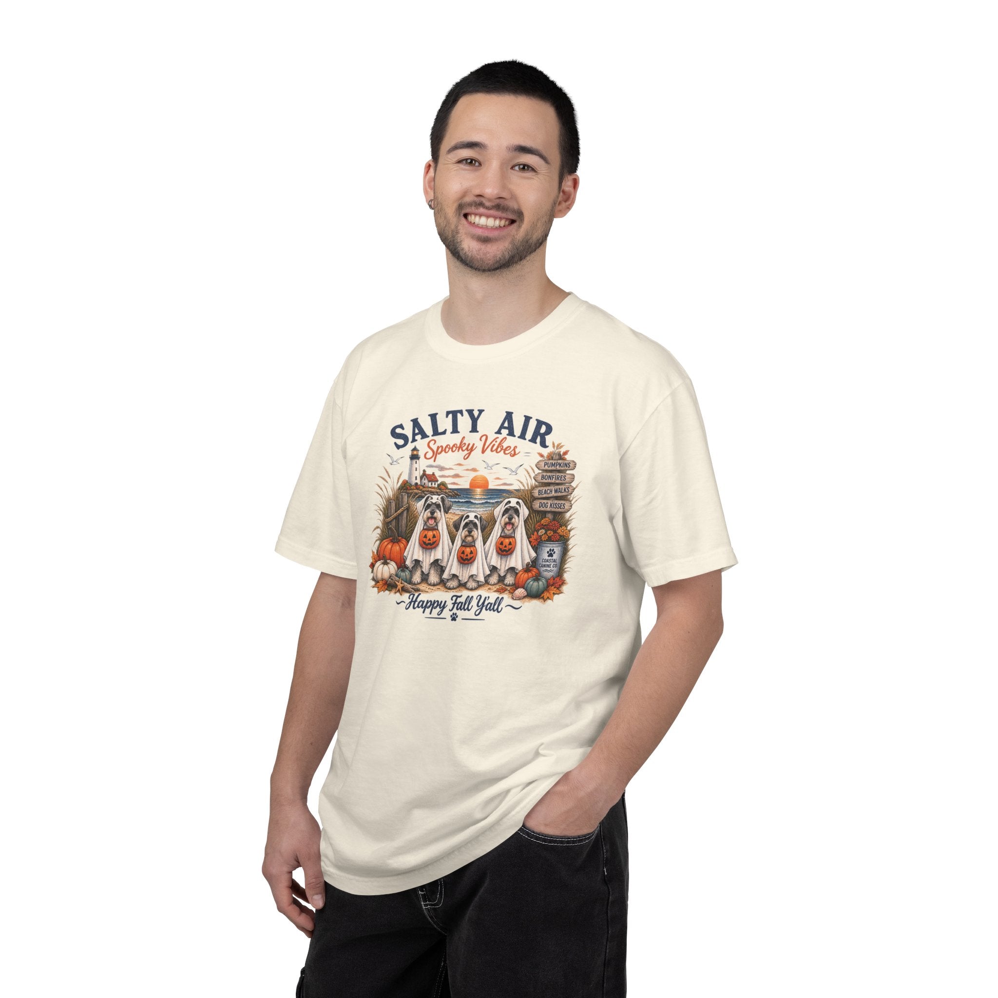 Salty Air Spooky Vibes Tee — Happy Fall Y'all Autumn Beach Ghosts T-Shirt