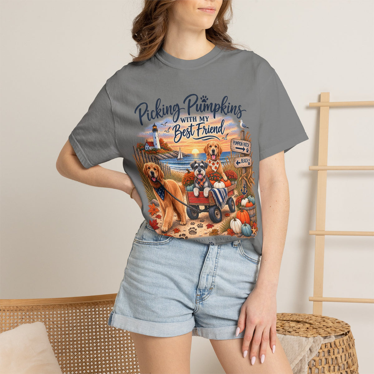 Picking Pumpkins With My Best Friend T-Shirt — Fall Dog Pumpkin Patch Tee