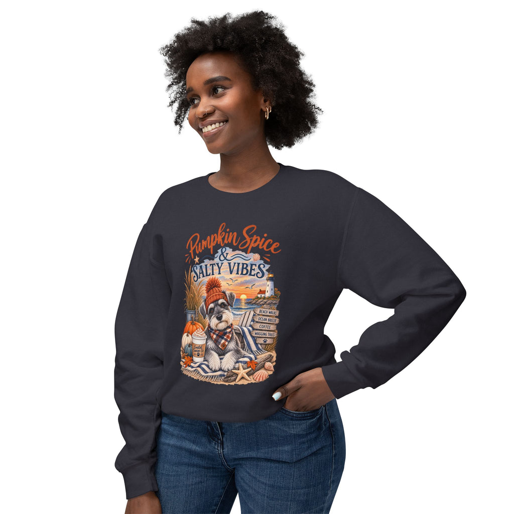 Pumpkin Spice & Salty Vibes Sweatshirt — Fall Beach Dog Crewneck
