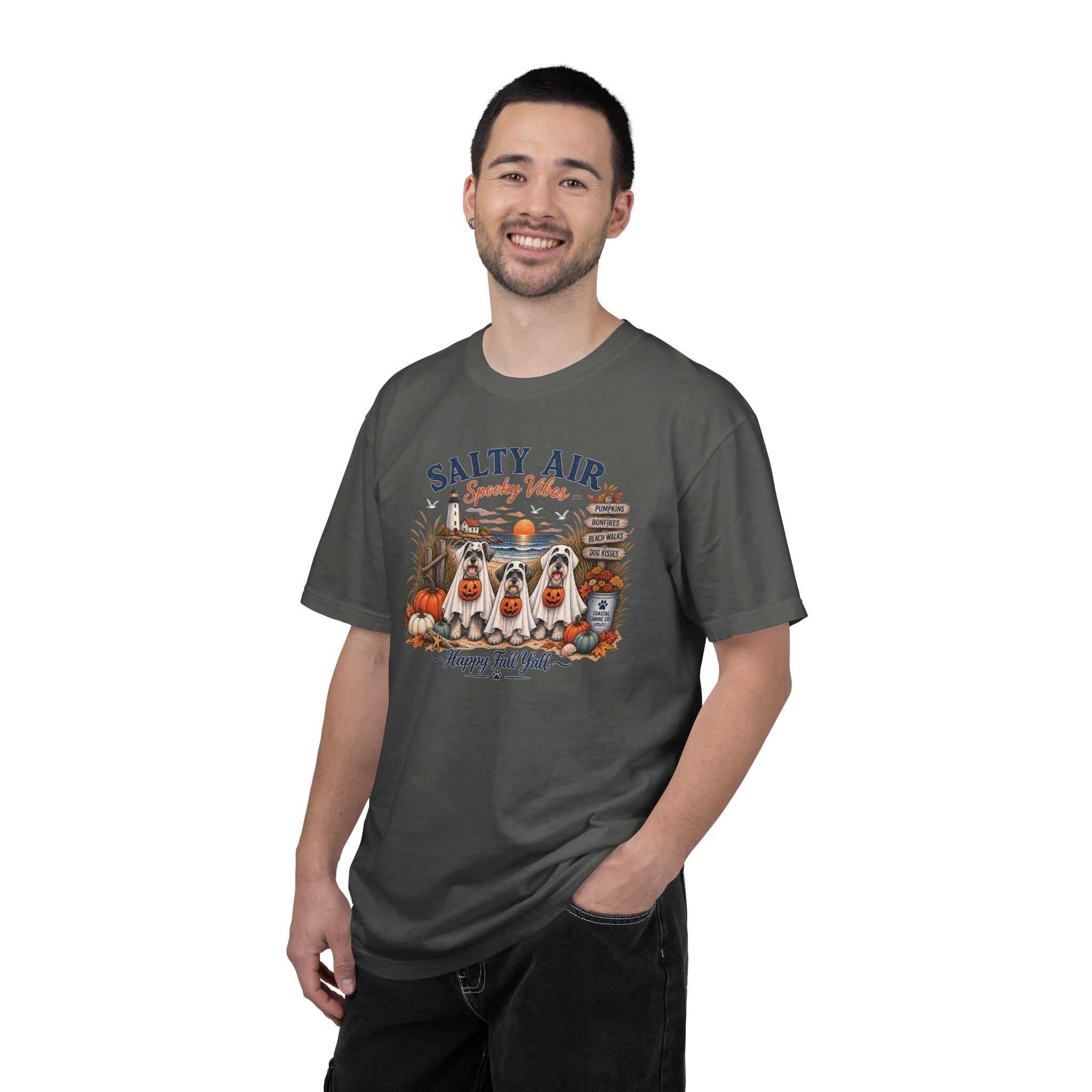 Salty Air Spooky Vibes Tee — Happy Fall Y'all Autumn Beach Ghosts T-Shirt