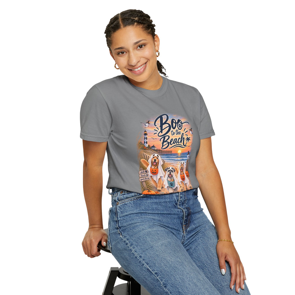 Boo to the Beach T-Shirt — Cute Halloween Dogs on Sunset Beach