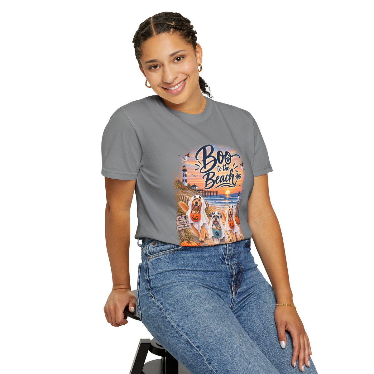 Boo to the Beach T-Shirt — Cute Halloween Dogs on Sunset Beach