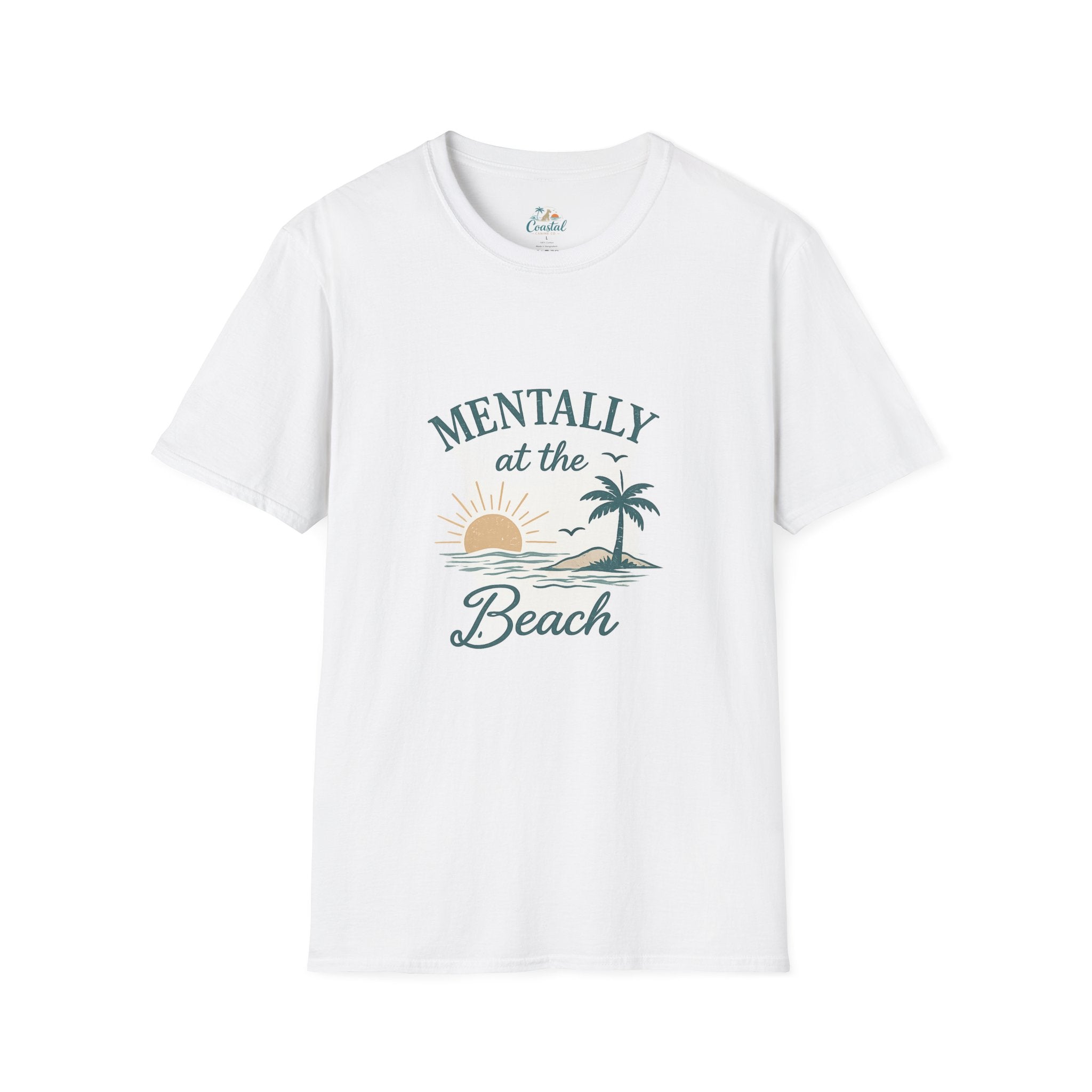 Mentally at the Beach T-Shirt — Sun & Palm Vacation Tee