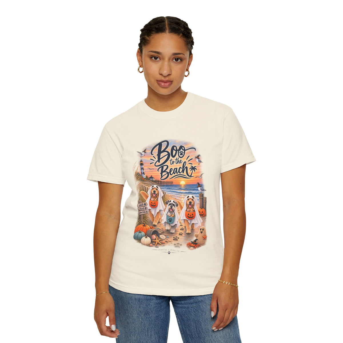 Boo to the Beach T-Shirt — Cute Halloween Dogs on Sunset Beach