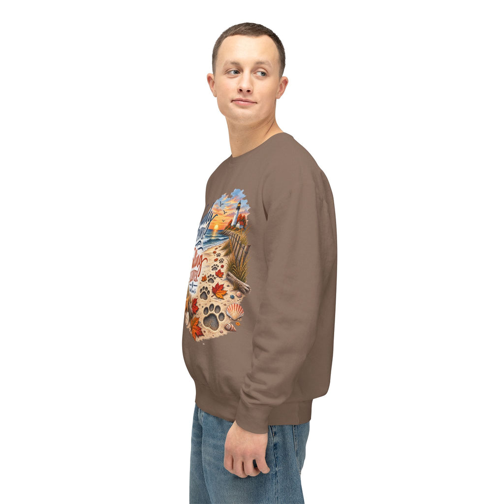 Sandy Paws Falling Leaves Sweatshirt – Beach Dog Autumn Crewneck
