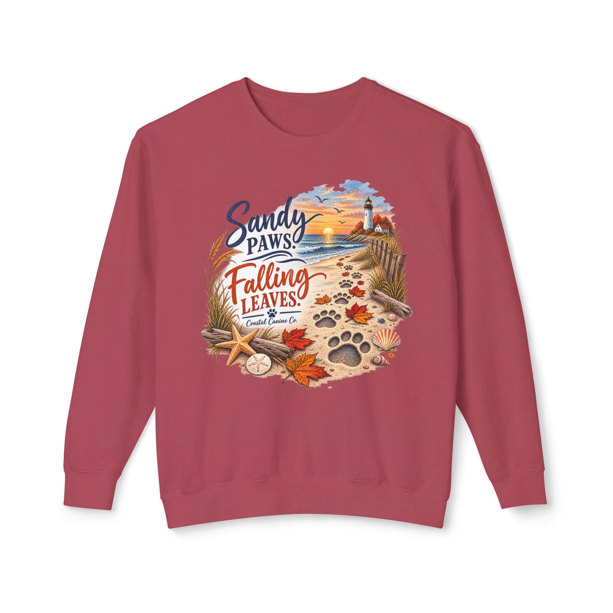 Sandy Paws Falling Leaves Sweatshirt – Beach Dog Autumn Crewneck
