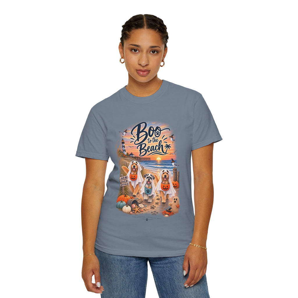 Boo to the Beach T-Shirt — Cute Halloween Dogs on Sunset Beach