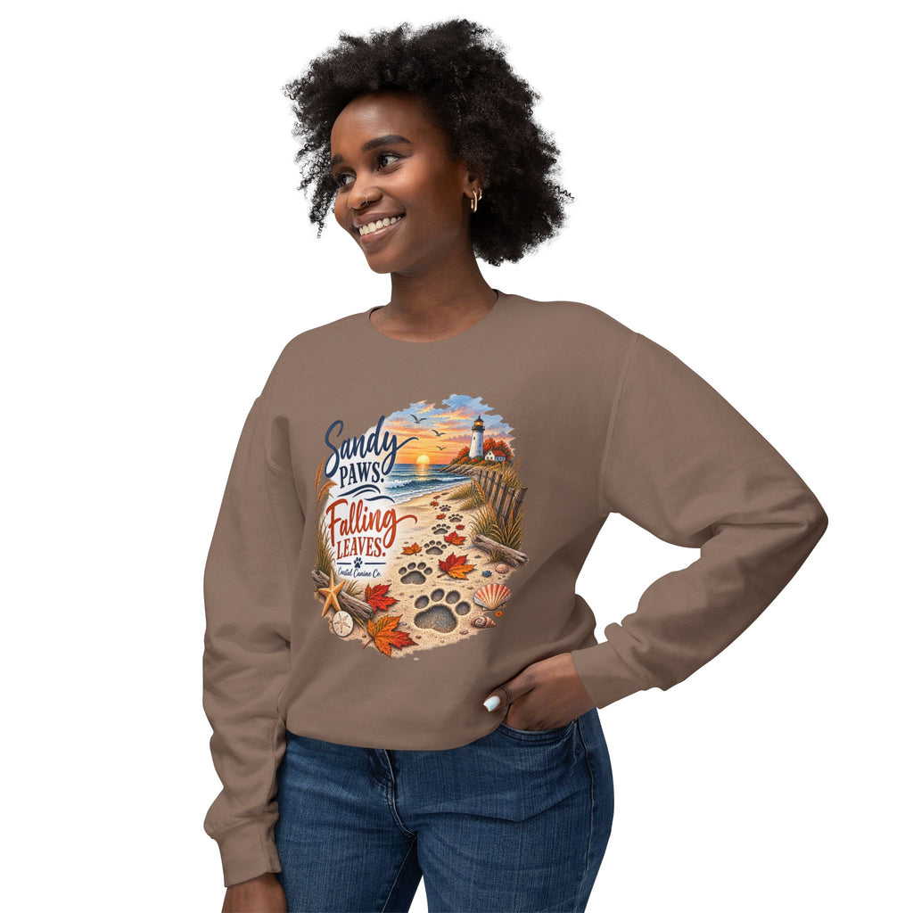 Sandy Paws Falling Leaves Sweatshirt – Beach Dog Autumn Crewneck