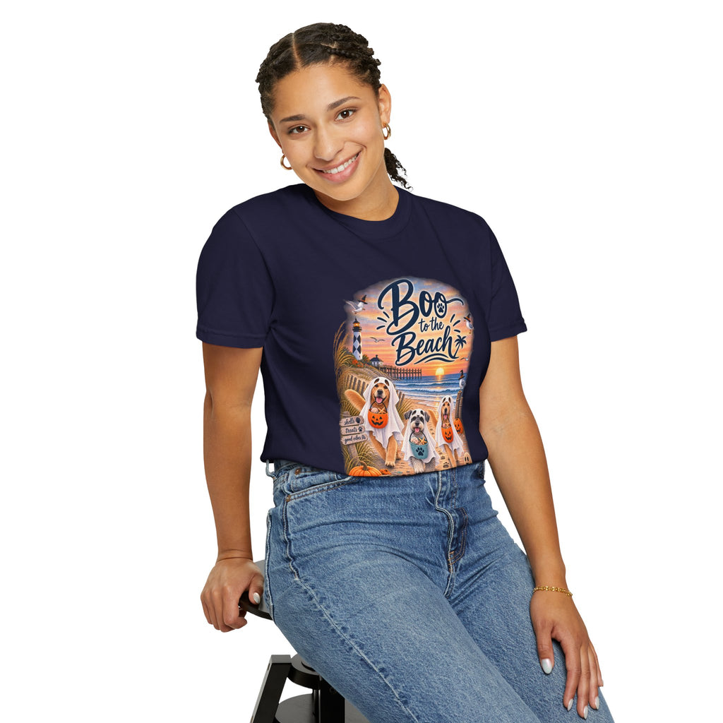 Boo to the Beach T-Shirt — Cute Halloween Dogs on Sunset Beach