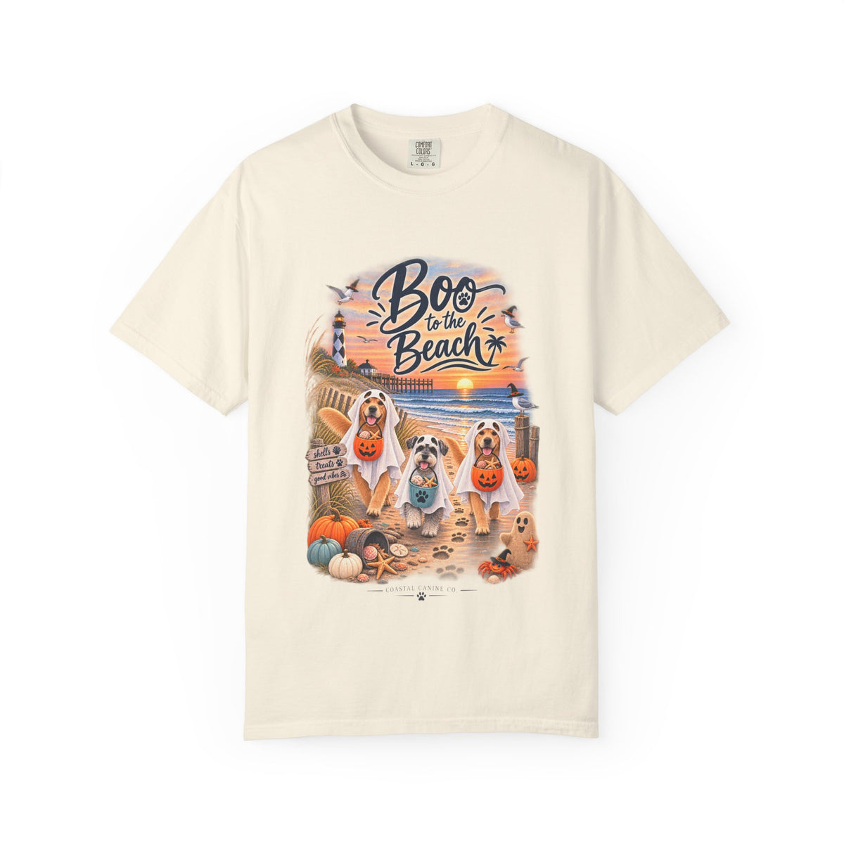 Boo to the Beach T-Shirt — Cute Halloween Dogs on Sunset Beach