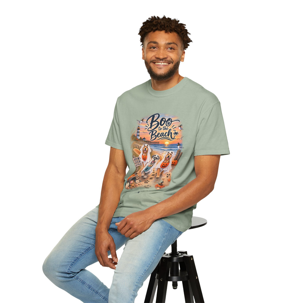 Boo to the Beach T-Shirt — Cute Halloween Dogs on Sunset Beach