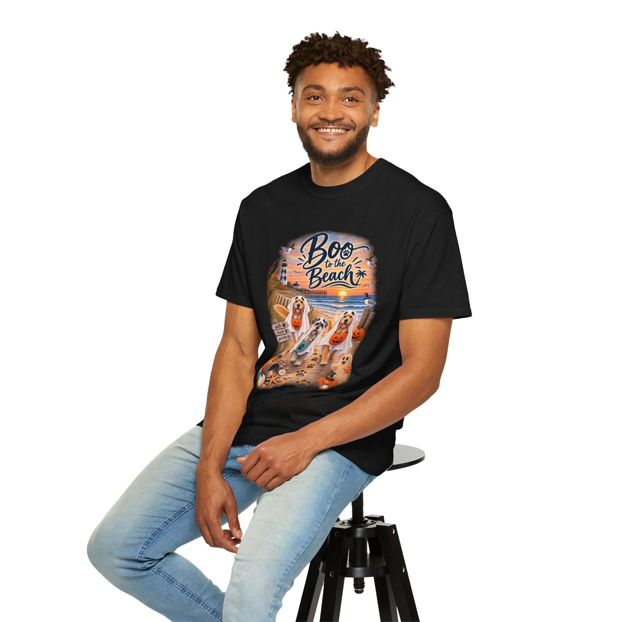Boo to the Beach T-Shirt — Cute Halloween Dogs on Sunset Beach