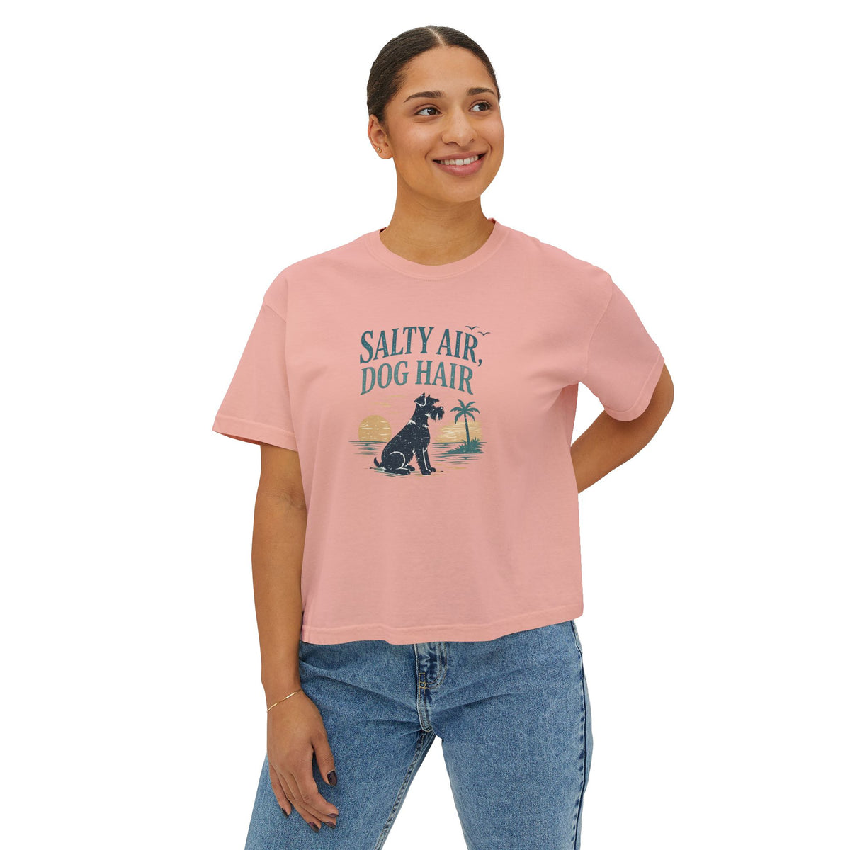 Salty Air, Dog Hair Boxy Tee — Women’s Beach Dog T-Shirt