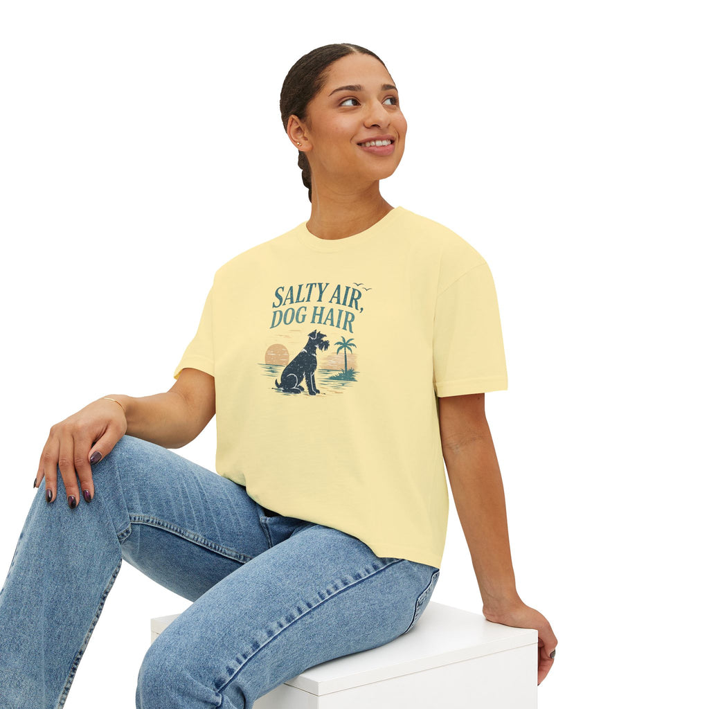 Salty Air, Dog Hair Boxy Tee — Women’s Beach Dog T-Shirt