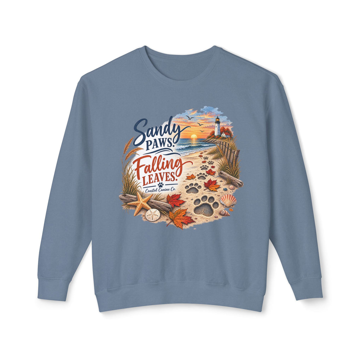 Sandy Paws Falling Leaves Sweatshirt – Beach Dog Autumn Crewneck
