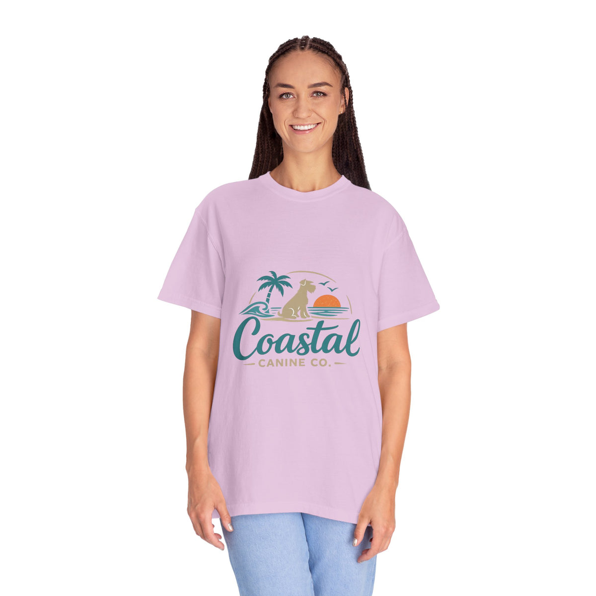 Coastal Canine T-Shirt — Beach Dog Sunset Tee