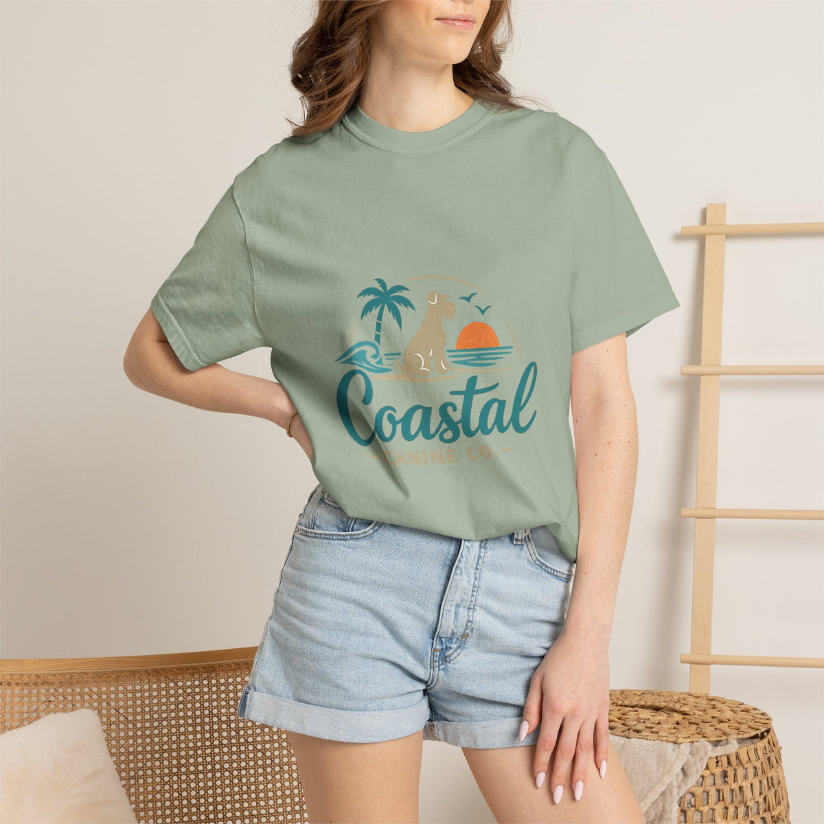 Coastal Canine T-Shirt — Beach Dog Sunset Tee