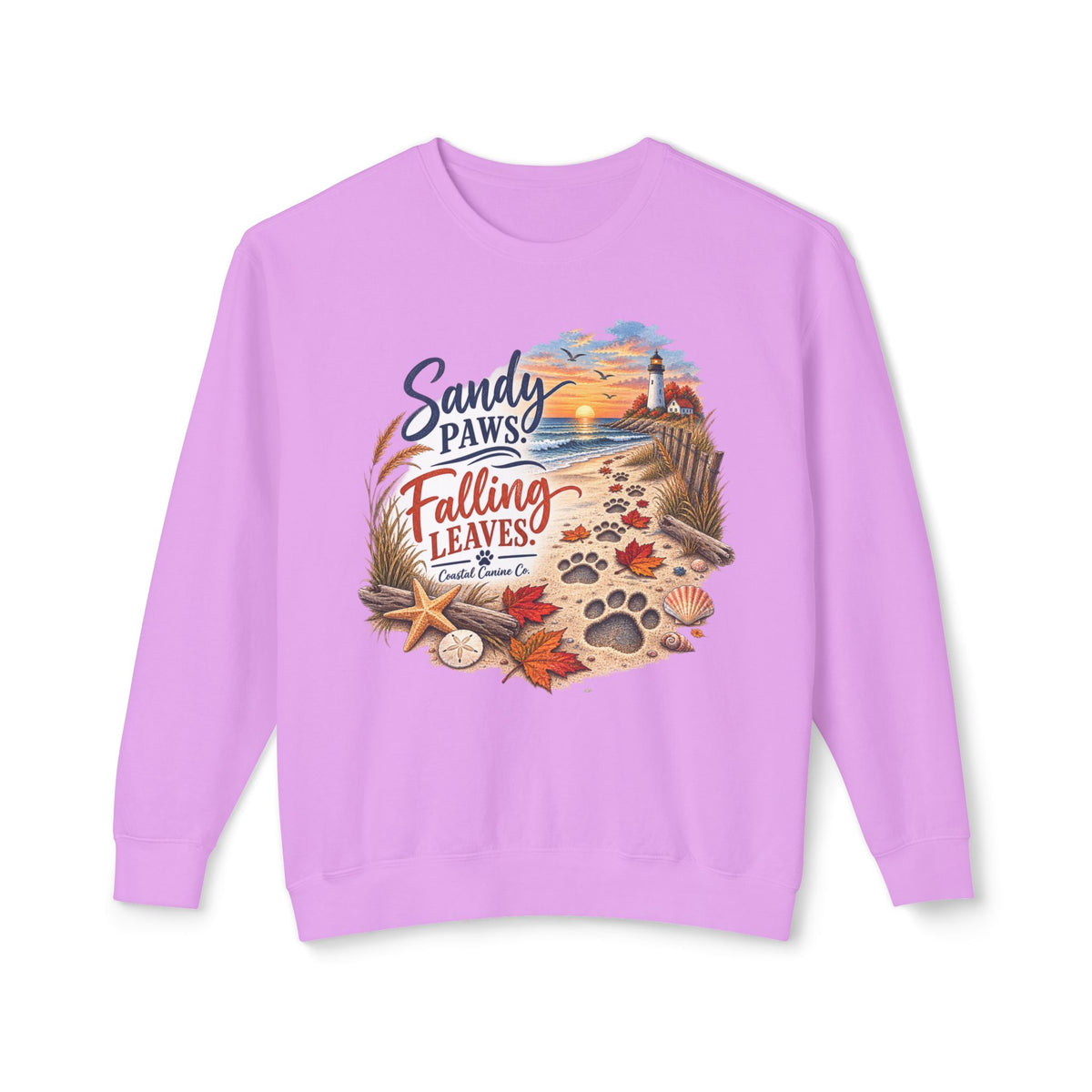 Sandy Paws Falling Leaves Sweatshirt – Beach Dog Autumn Crewneck