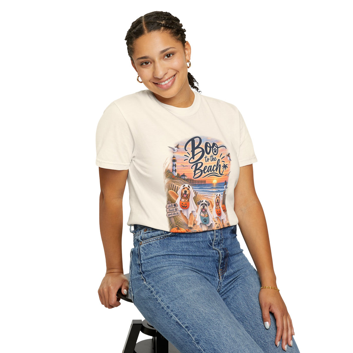 Boo to the Beach T-Shirt — Cute Halloween Dogs on Sunset Beach