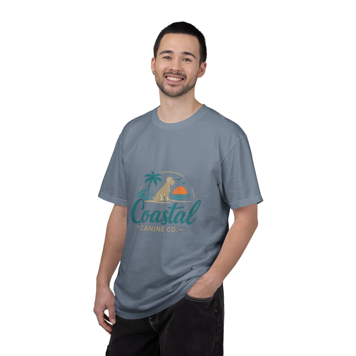 Coastal Canine T-Shirt — Beach Dog Sunset Tee