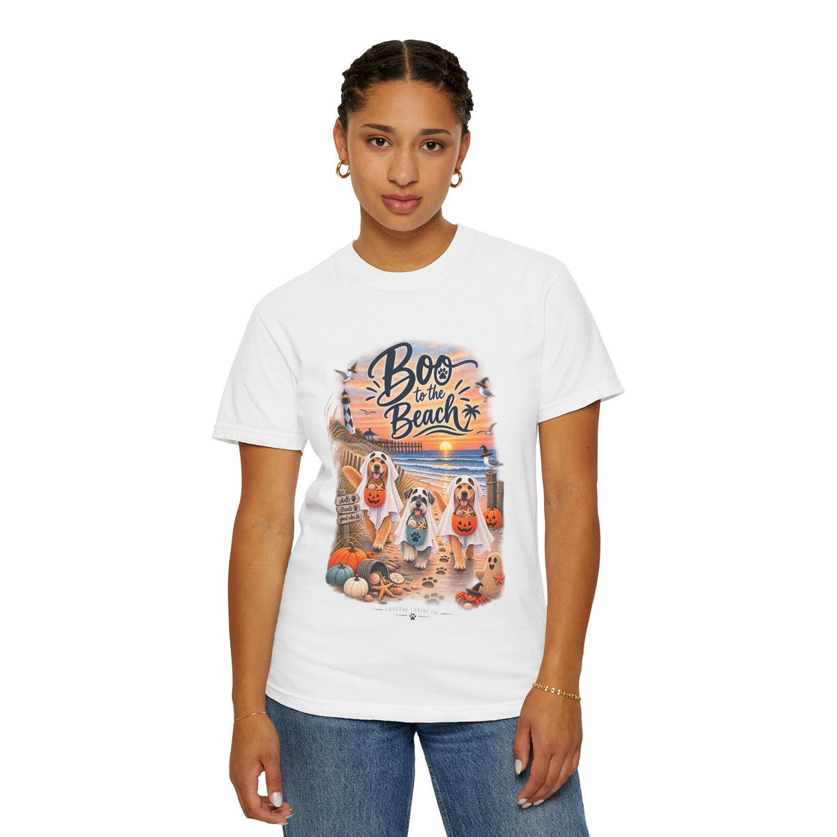 Boo to the Beach T-Shirt — Cute Halloween Dogs on Sunset Beach