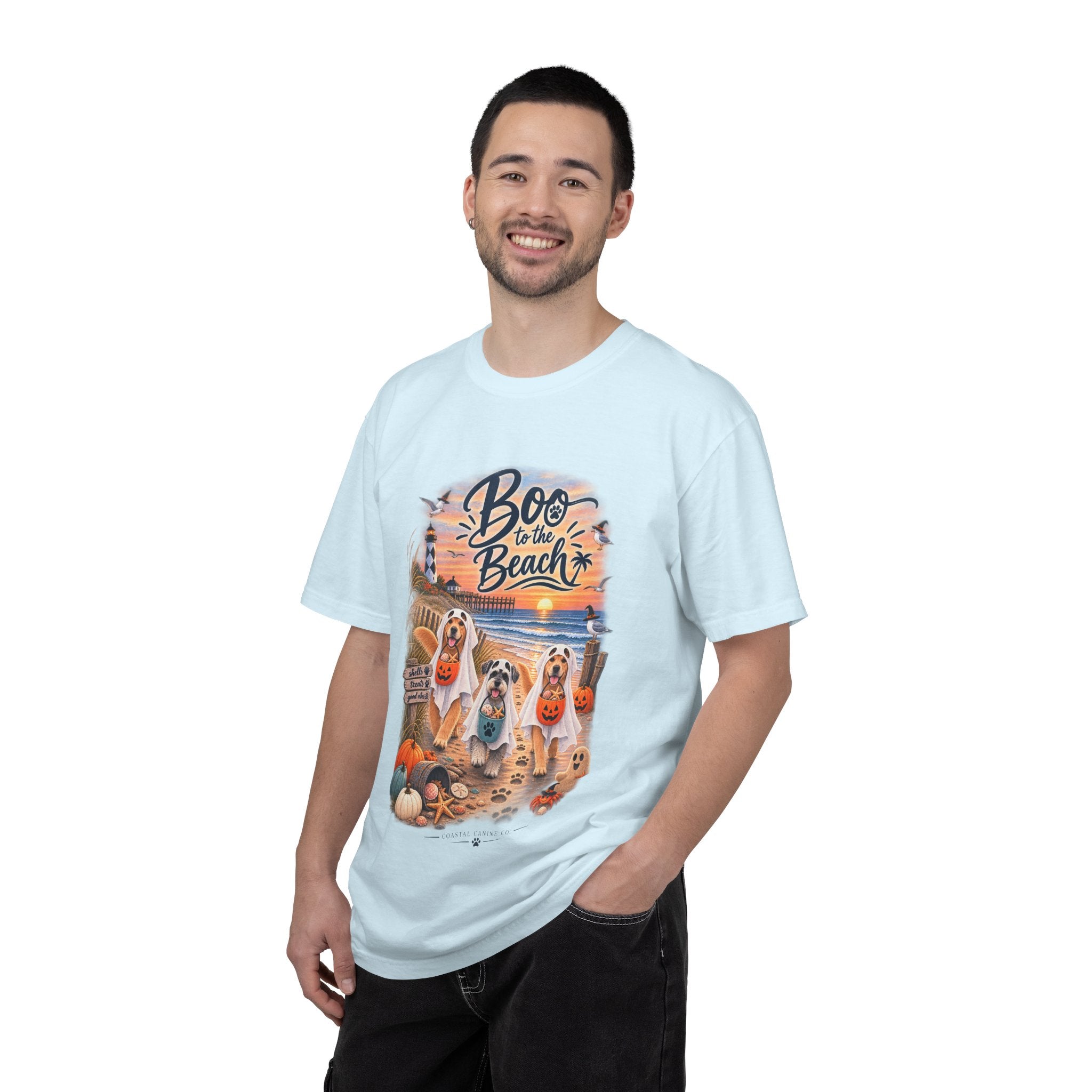 Boo to the Beach T-Shirt — Cute Halloween Dogs on Sunset Beach