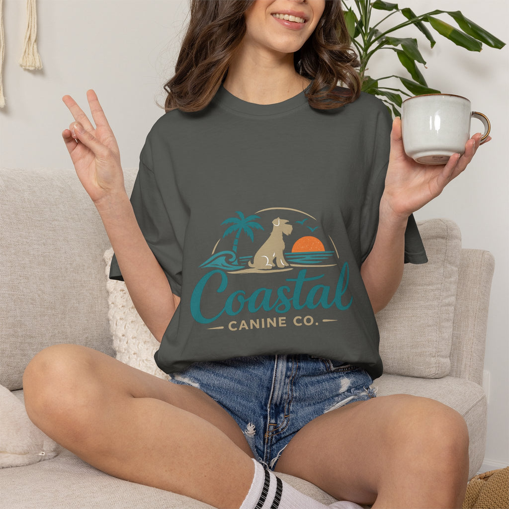 Coastal Canine T-Shirt — Beach Dog Sunset Tee